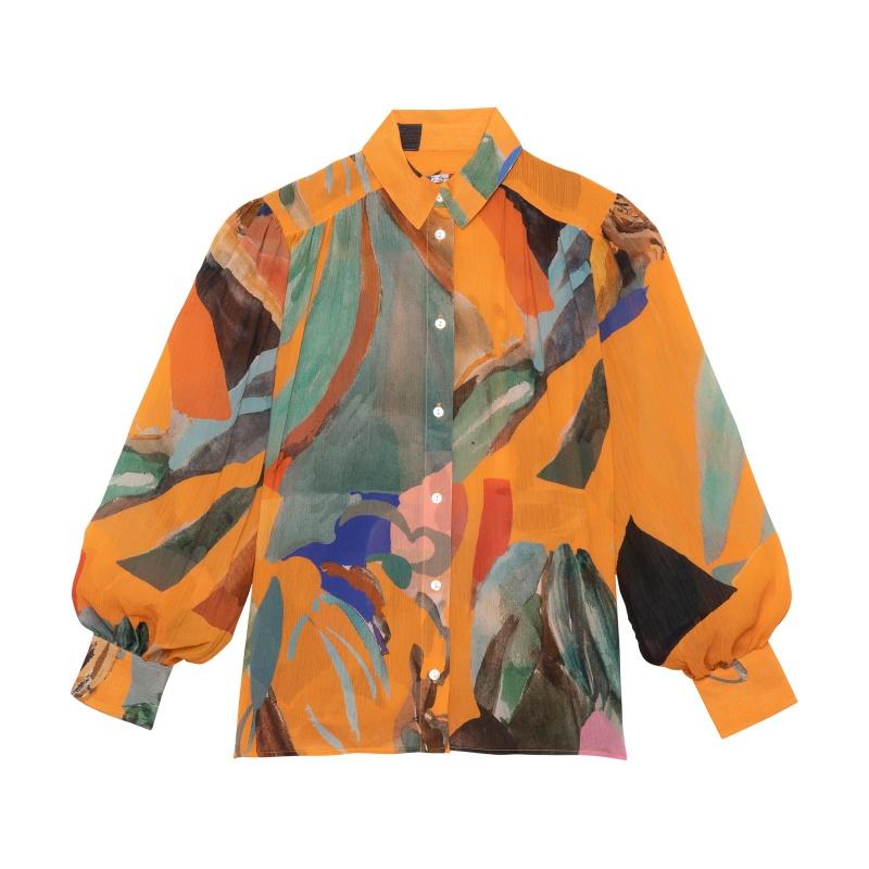 G.kero Blouse Manches Ballon Dancing Wood Orange