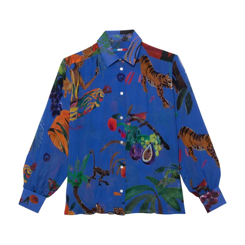 G.kero BLOUSE MANCHES BALLON FEMMES LUXE BLEU