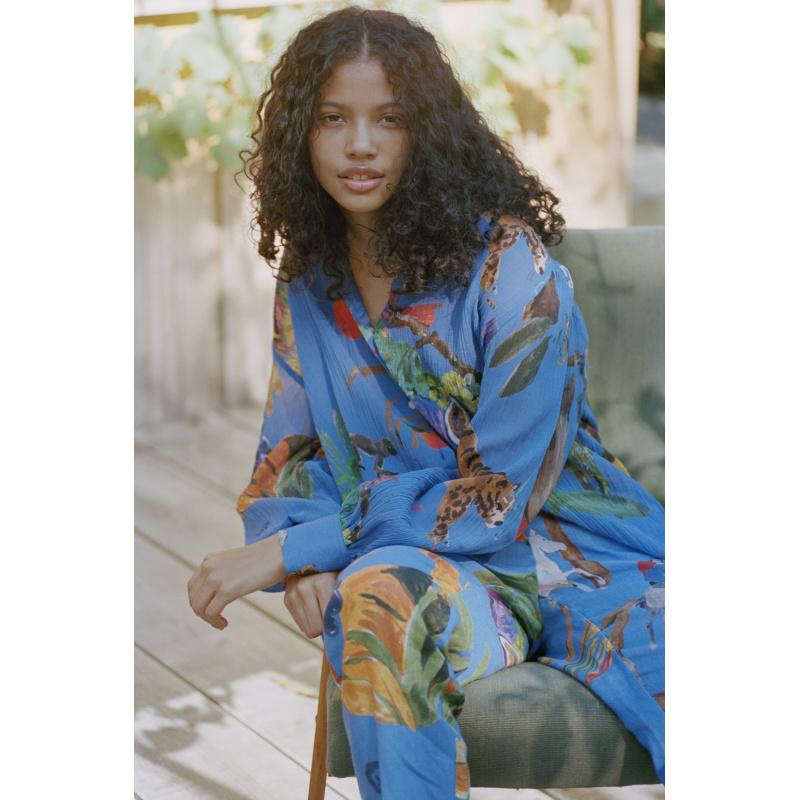 g.kero BLOUSE MANCHES BALLON FEMMES LUXE BLEU