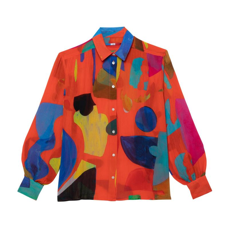 G.kero BLOUSE MANCHES BALLON RAINBOW ROUGE