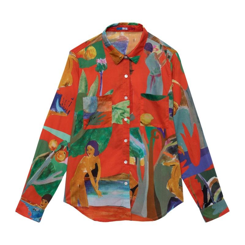 g.kero CHEMISE EN COTON BELLE DE NUIT ROUGE