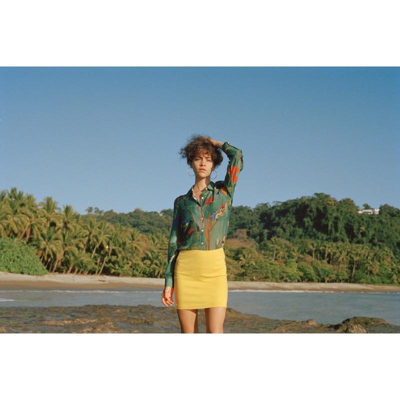 g.kero CHEMISE EN COTON SOIE Green Moon