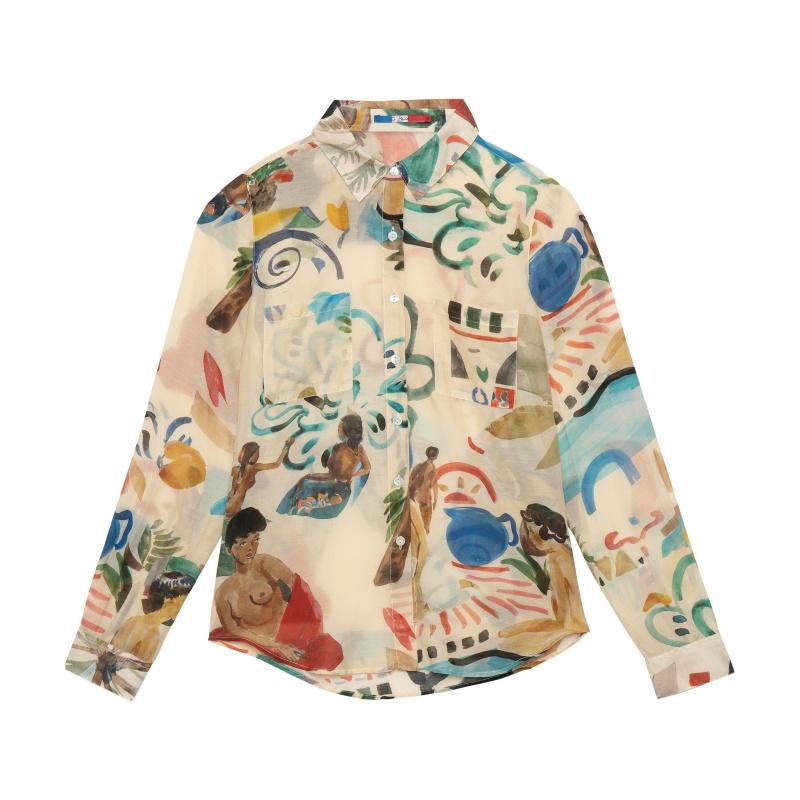 G.kero Chemise En Coton Soie Le Bain Fleuri