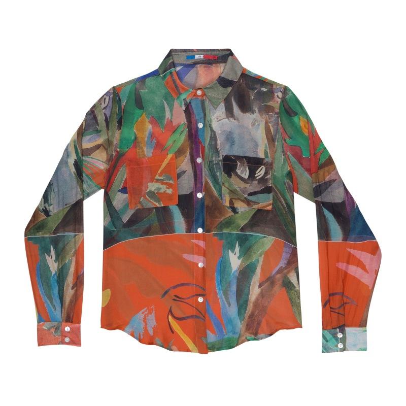 g.kero CHEMISE EN COTON SOIE Monkey Trees Red