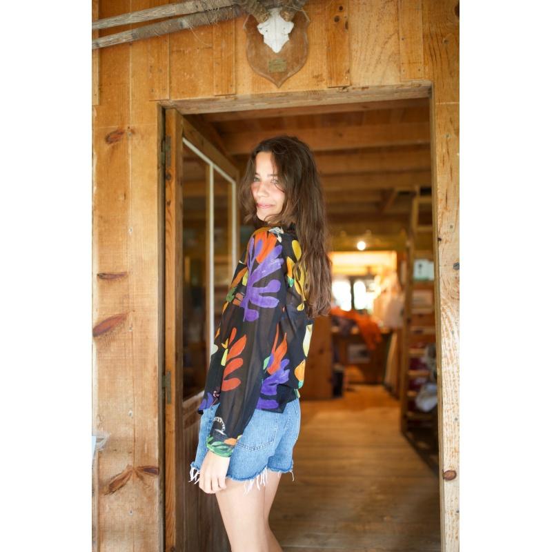 G.kero CHEMISE EN COTON SOIE Nero Frutad