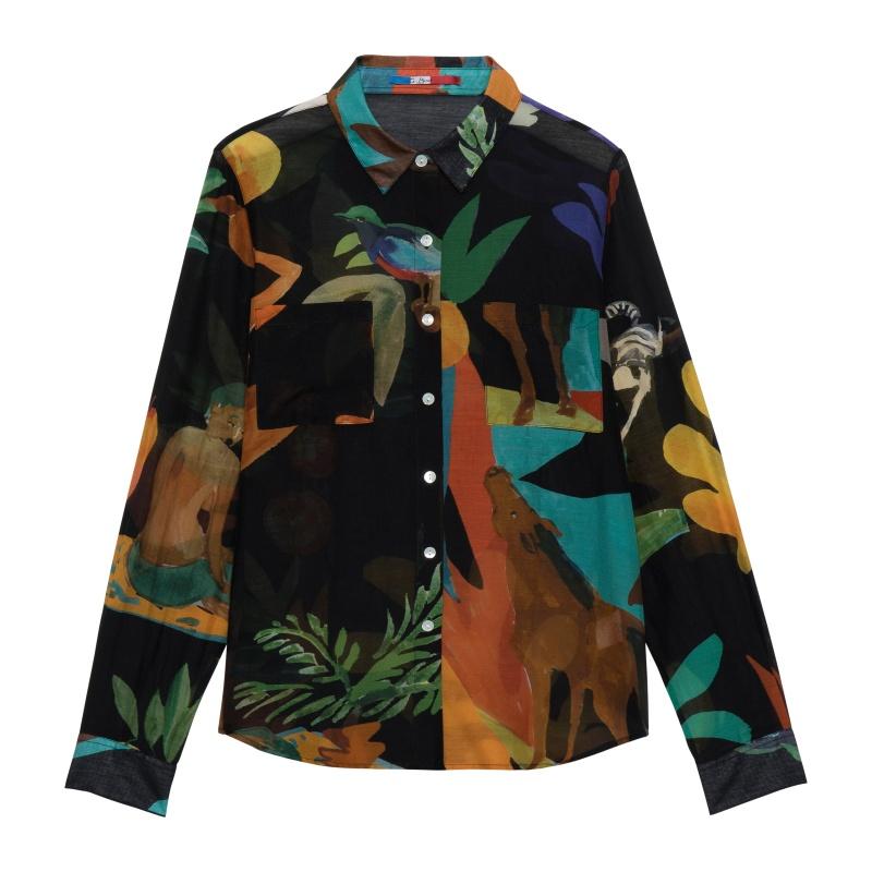 G.kero CHEMISE EN COTON SOIE Nero Frutad