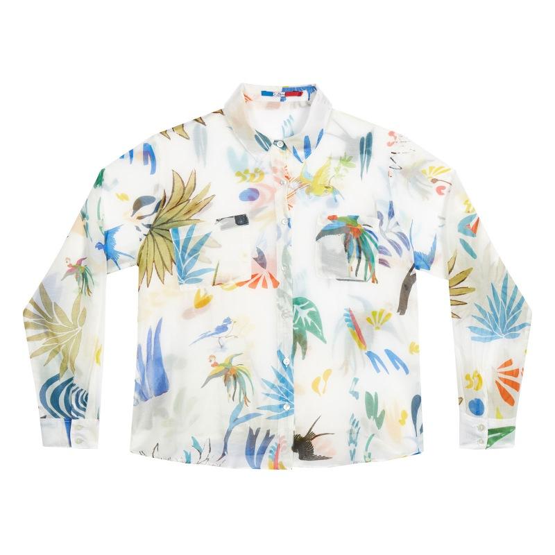 g.kero CHEMISE EN COTON SOIE Tangerine White