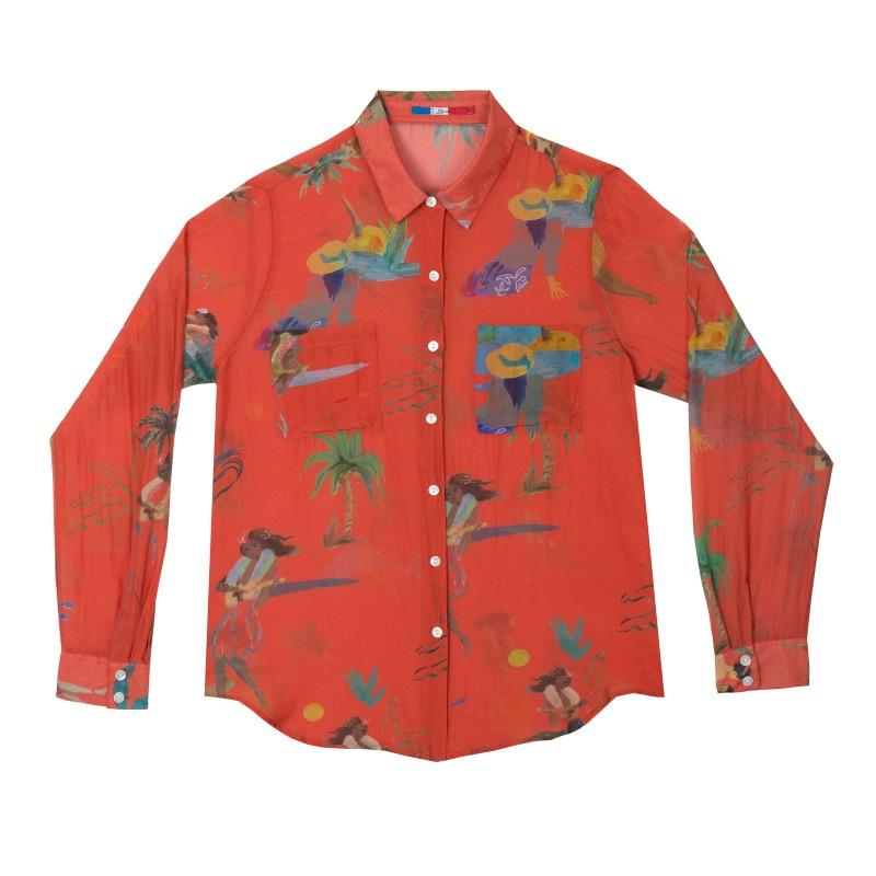 G.kero CHEMISE EN COTON SOIE Yukuleles Red