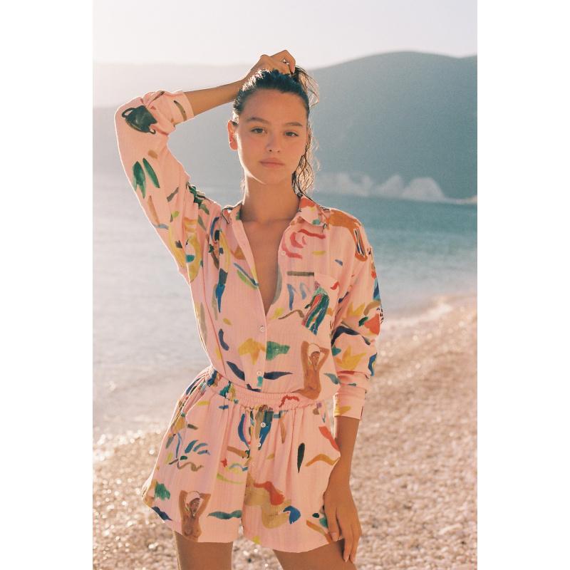 g.kero CHEMISE EN GAZE DE COTON ABRA ROSSA