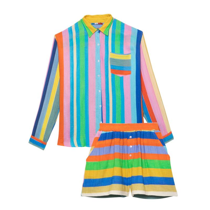 G.kero CHEMISE EN GAZE DE COTON PINK STRIPES ONE