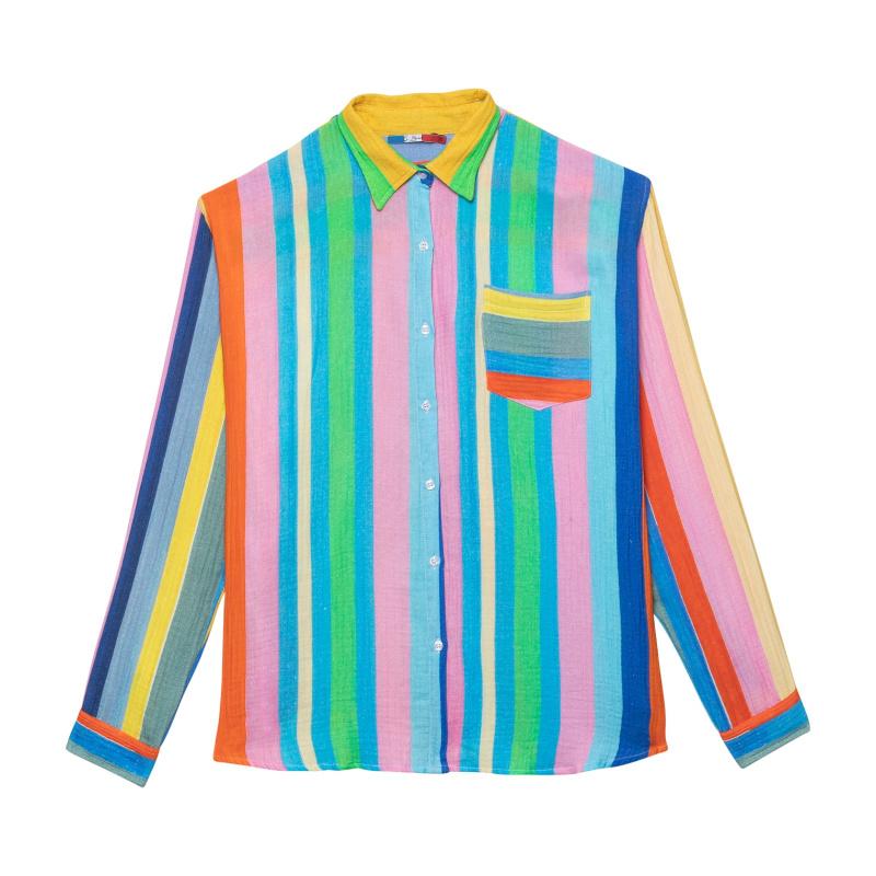 g.kero CHEMISE EN GAZE DE COTON PINK STRIPES ONE