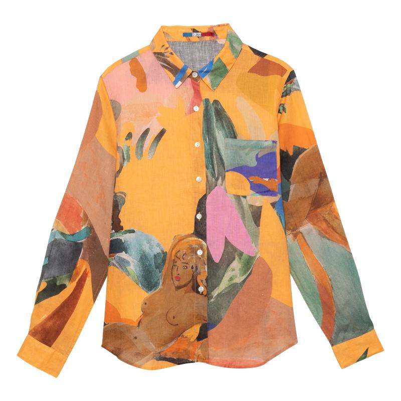 g.kero Chemise en lin Dancing Wood Orange