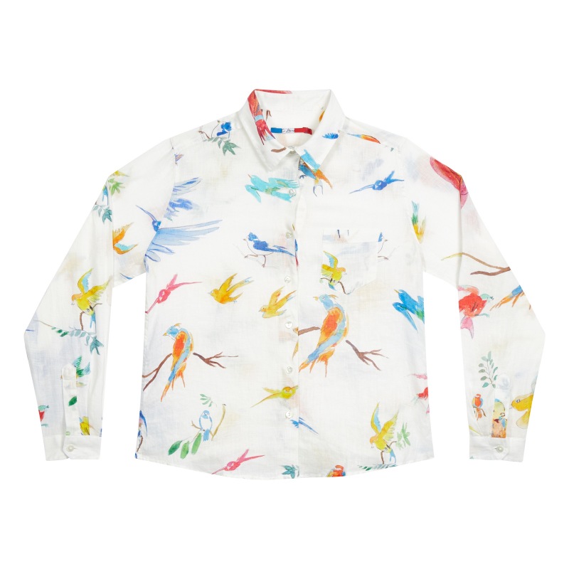 g.kero CHEMISE EN LIN Flying Birds