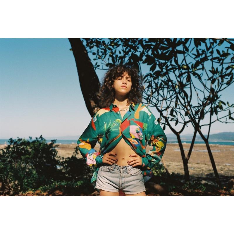 G.kero CHEMISE EN LIN Green Moon Flash