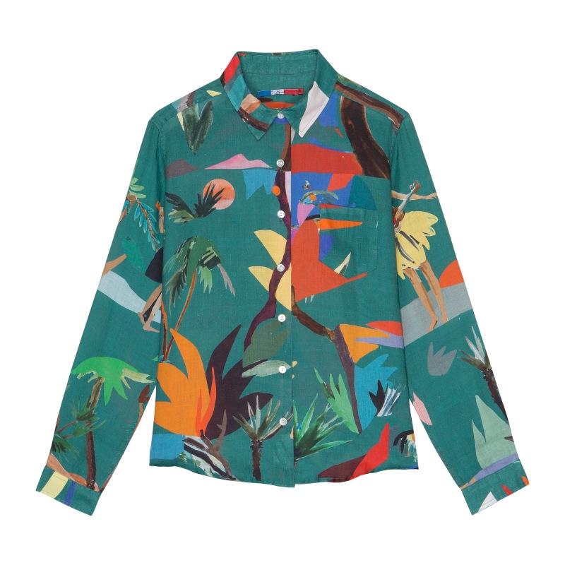 g.kero CHEMISE EN LIN Green Moon