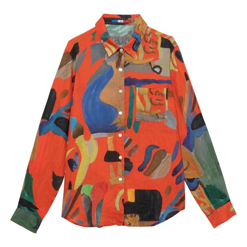 g.kero Chemise en lin Guitar Girl Rouge