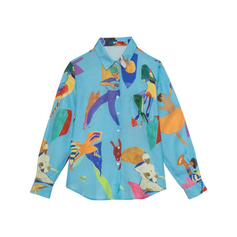 G.kero CHEMISE EN LIN MUSIC CUT SKY