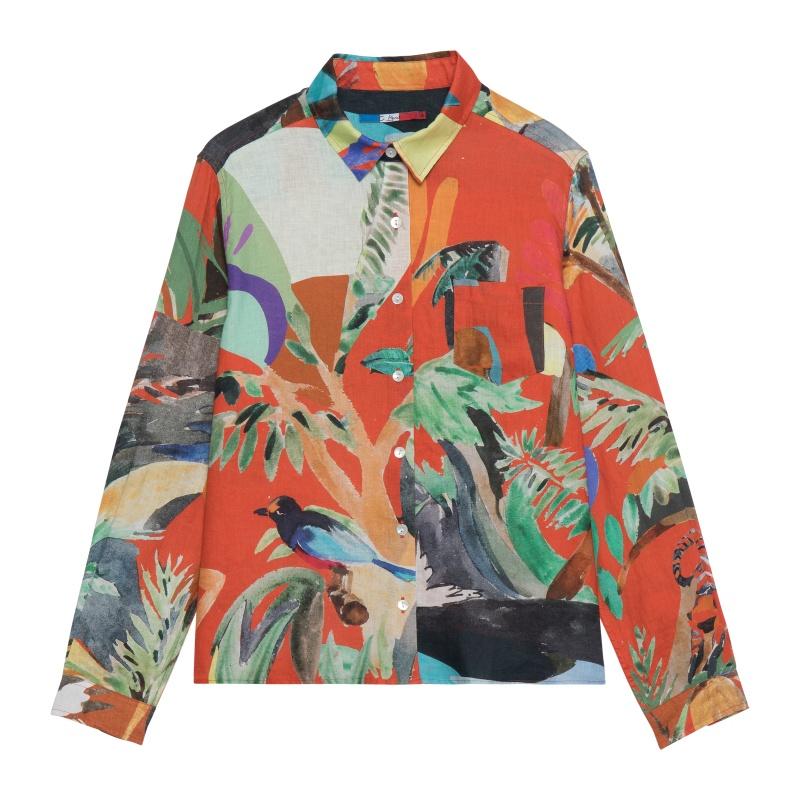 G.kero CHEMISE EN LIN ROJO