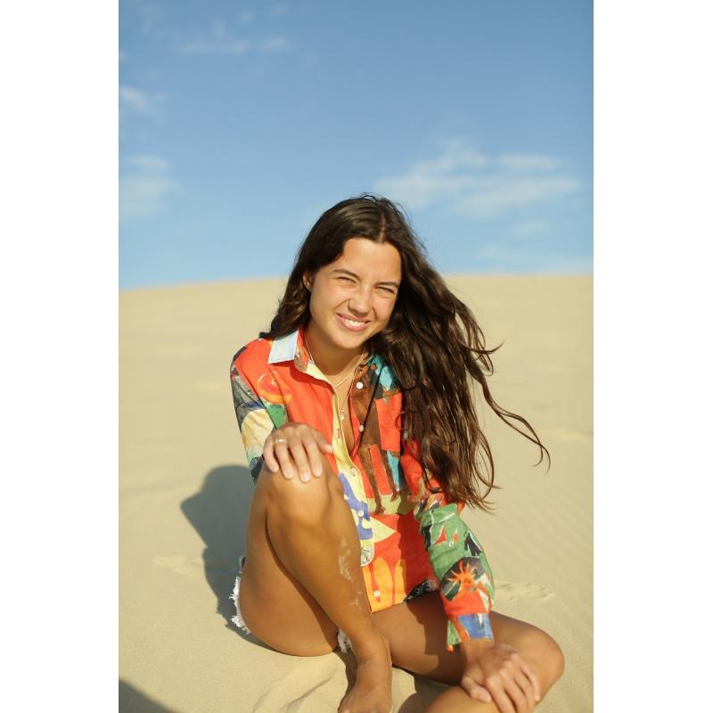 g.kero CHEMISE EN LIN ROJO