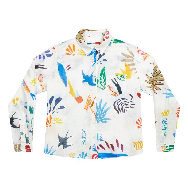 g.kero CHEMISE EN LIN Tangerine White