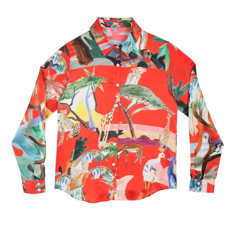 G.kero CHEMISE EN SOIE Jungle Sauvage Red