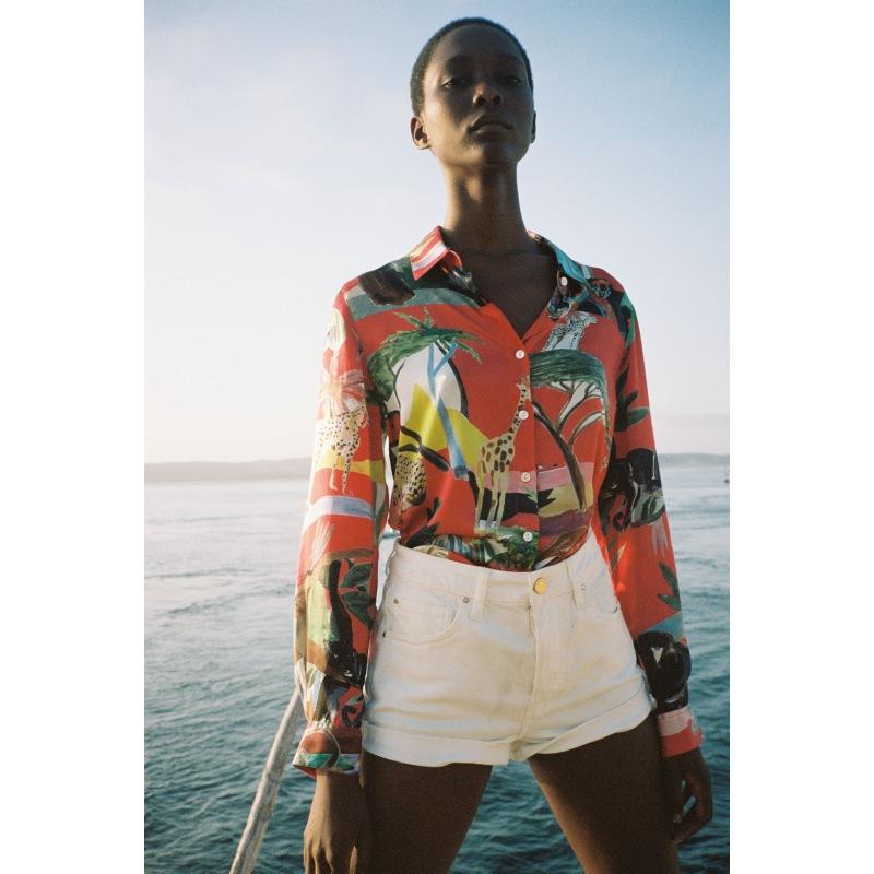 g.kero CHEMISE EN SOIE Jungle Sauvage Red