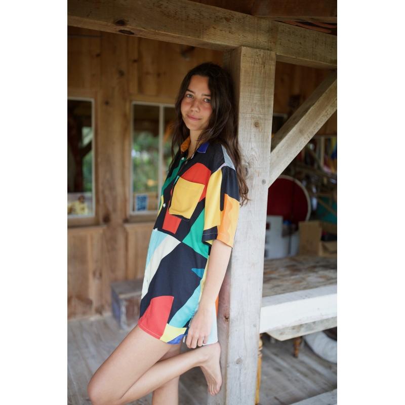 g.kero CHEMISE HAWAÏENNE Chess Player Noir