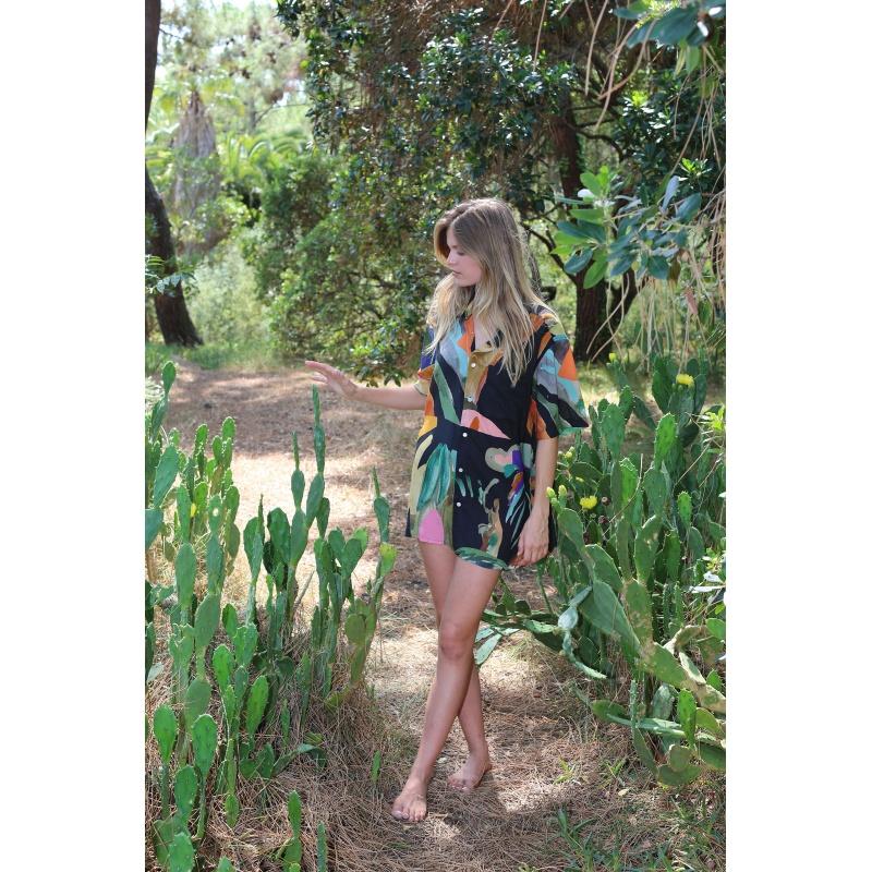 g.kero Chemise hawaïenne Dancing Wood Black