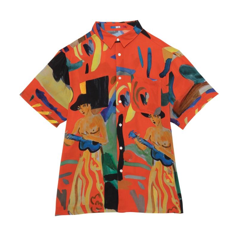 G.kero Chemise Hawaïenne Guitar Girl Rouge