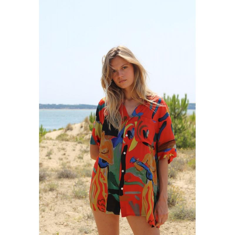 g.kero Chemise hawaïenne Guitar Girl Rouge