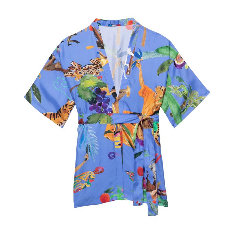 G.kero KIMONO COURT FEMMES LUXE BLEU