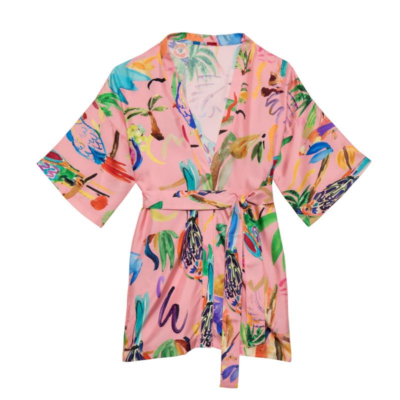G.kero KIMONO COURT PERRUCHES ROSE