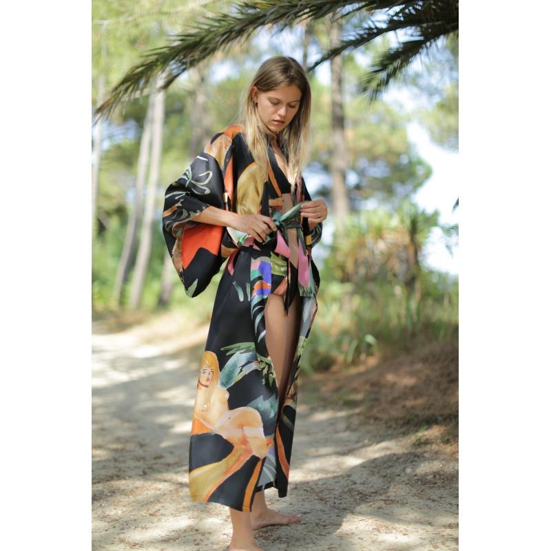 g.kero Kimono Dancing Wood Black