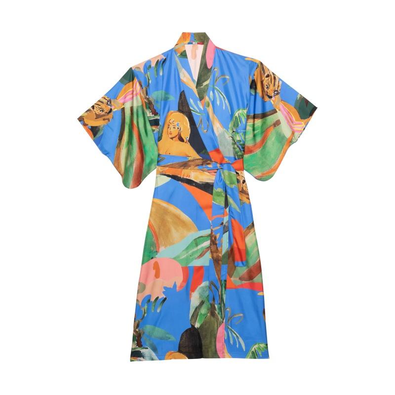 G.kero Kimono Dancing Wood Blue