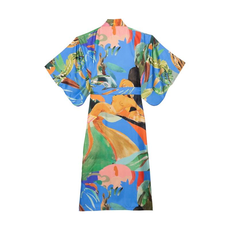G.kero Kimono Dancing Wood Blue