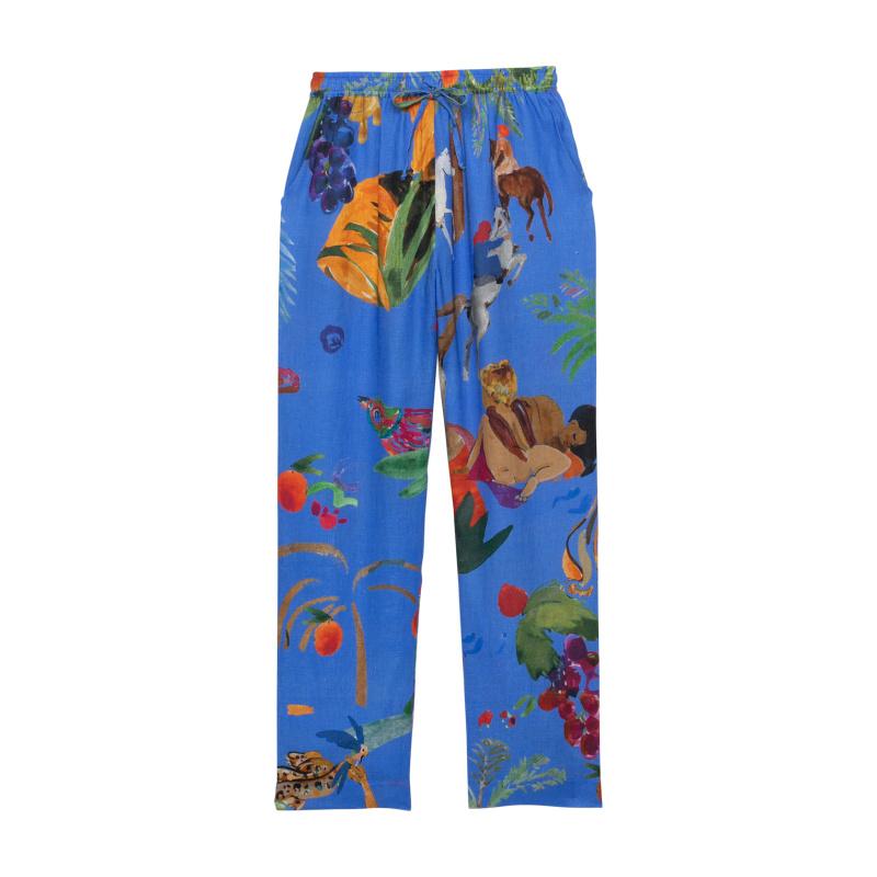 G.kero PANTALON EN LIN FEMMES LUXE BLEU