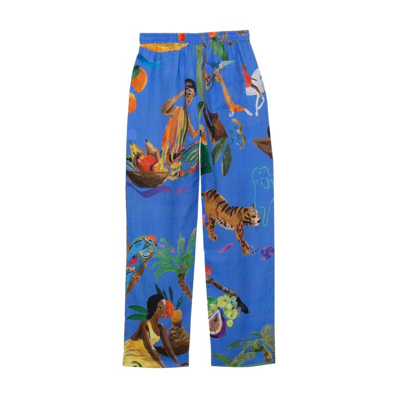 G.kero PANTALON EN LIN FEMMES LUXE BLEU