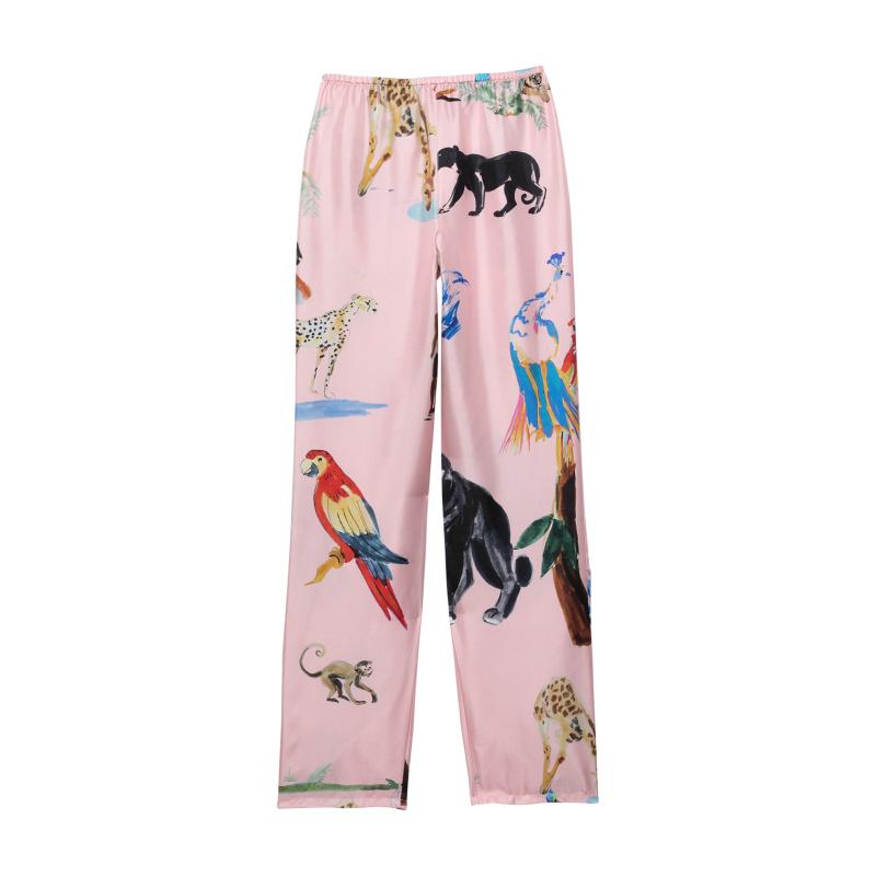 g.kero PANTALON EN SOIE ANIMAL PINK PARTY