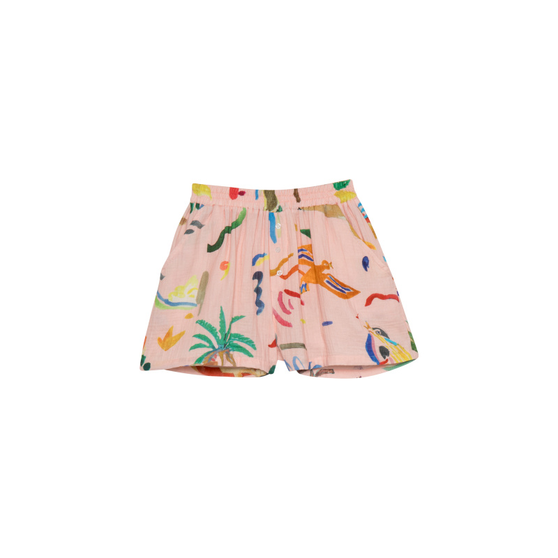 G.kero SHORT EN GAZE DE COTON ABRA ROSSA