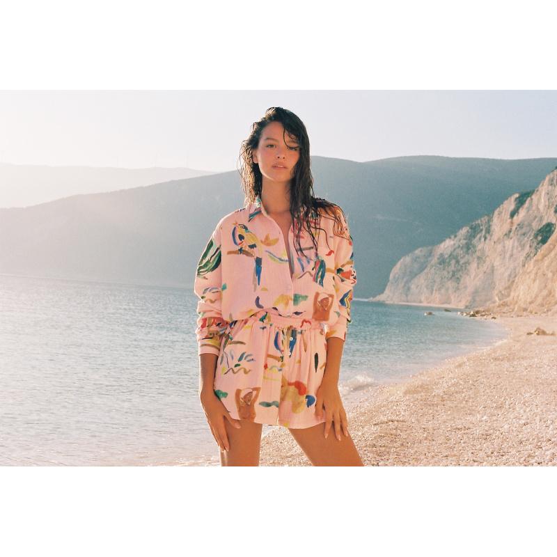 g.kero SHORT EN GAZE DE COTON ABRA ROSSA