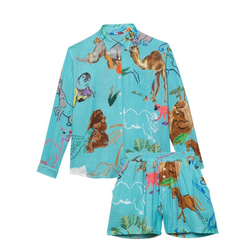 G.kero SHORT EN GAZE DE COTON PROTECT THE ANIMALS