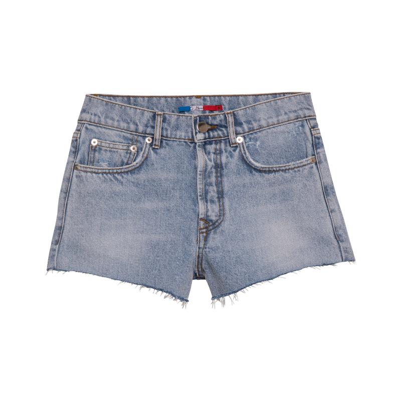 G.kero SHORT EN JEAN CHEVAUCHÉE
