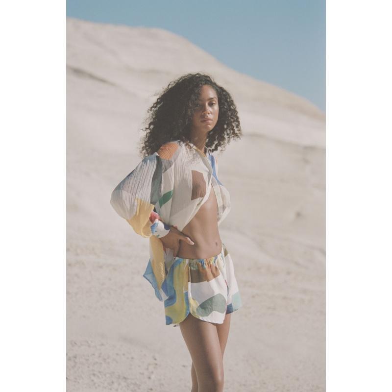 G.kero Short En Lin Bleu Jaune Rose