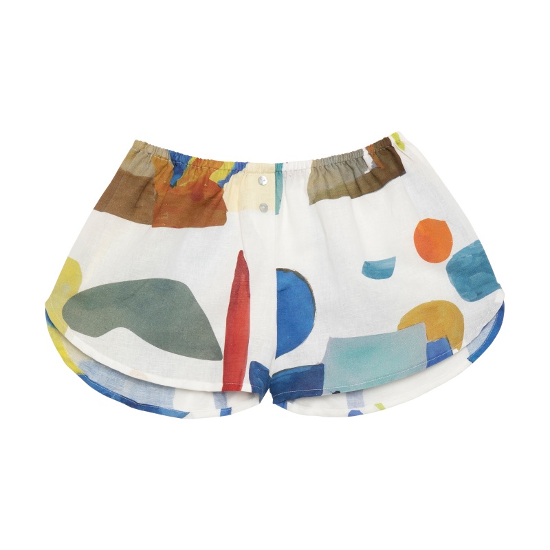 G.kero Short En Lin Bleu Jaune Rose