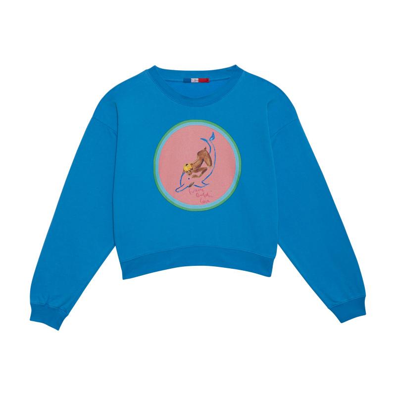 G.kero Sweat-Shirt Blue Dolphin Love