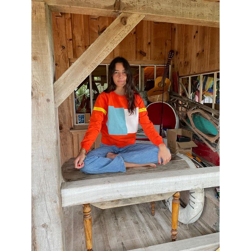 g.kero SWEAT-SHIRT White and Grey Red