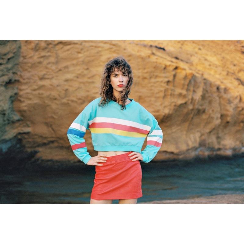 G.kero Sweat-shirt White Red Yellow Stripes