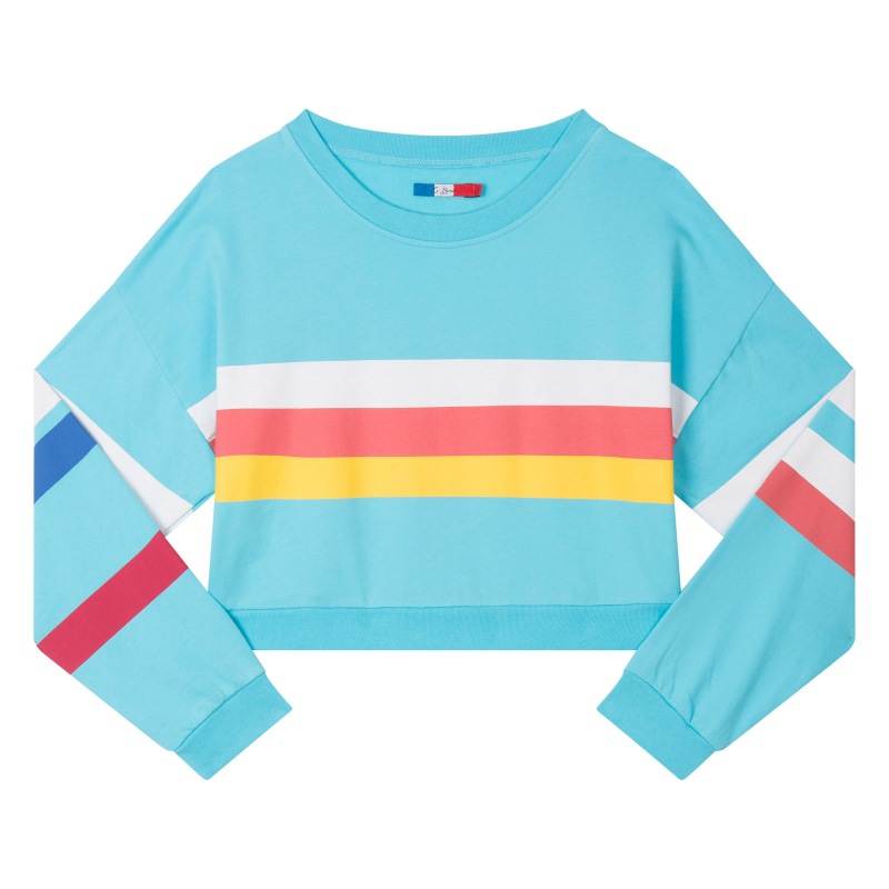G.kero Sweat-shirt White Red Yellow Stripes