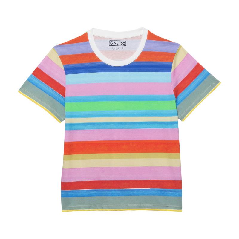 g.kero TEE SHIRT PINK STRIPES ONE