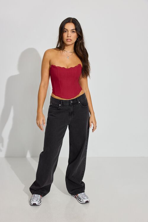 Garage Bustier Sans Bretelles à Bordure En Dentelle